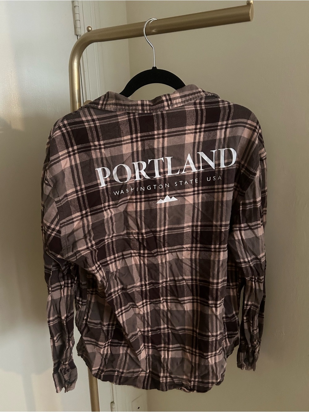 Portland Graphic Plaid Flannel Button Down Shirt Oversized Grunge Cozy